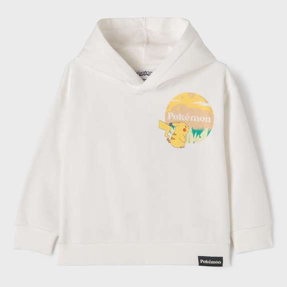 Sweat à Capuche Pokémon - Blanc, Tailles du 4 au 12 Ans